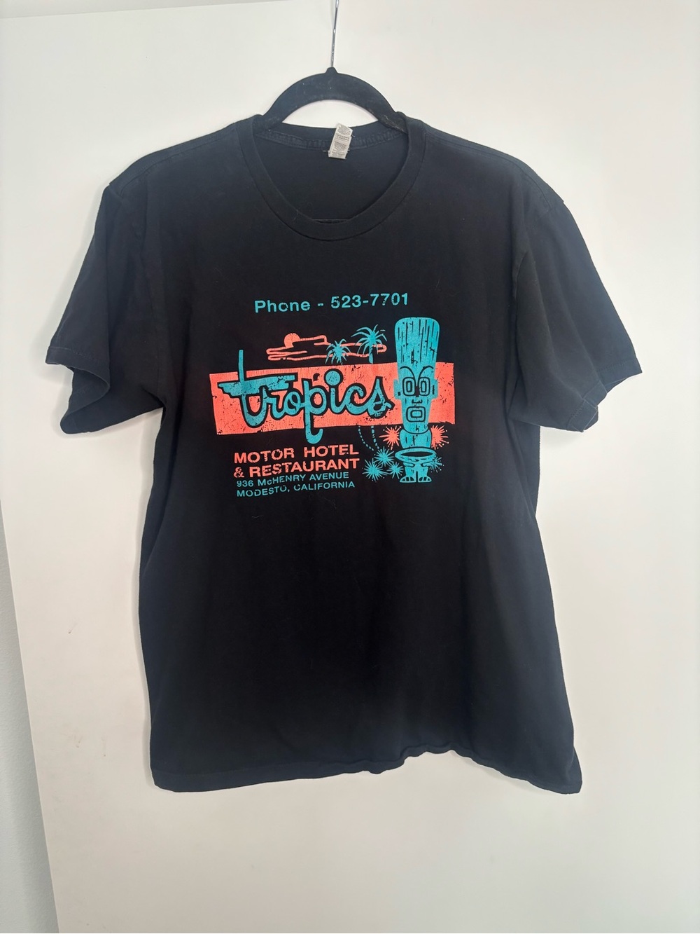 Tropics Graphic Tee - Black with Teal & Coral Print